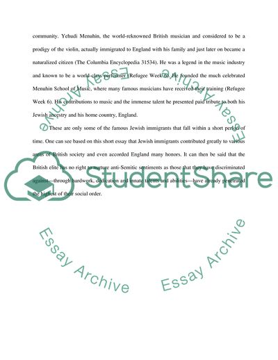 The Achievements of Jewish Immigrants in the UK between 1900-1950