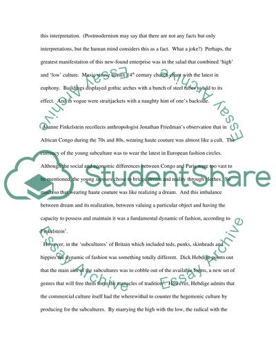 Society and Fashion in the Age of Postmodernism