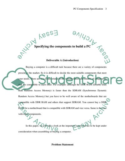 Specifying the Components to Build a PC
