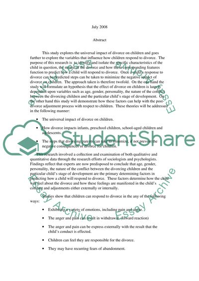 The Effect of Divorce on Children