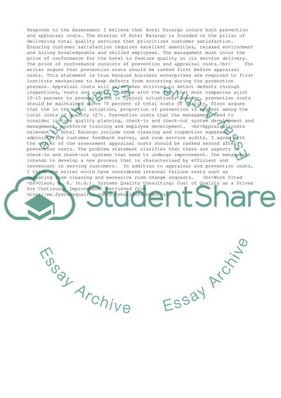 Quality Management in the Hotel Escargo