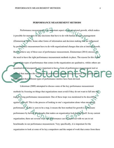 Performance Measurement Methods