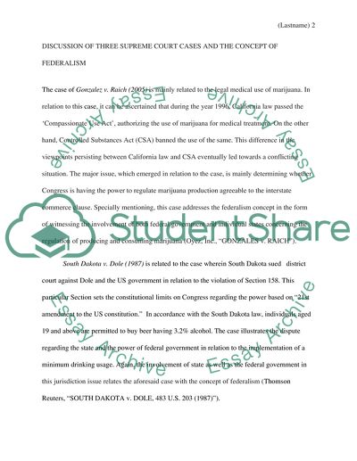 Supreme Court Cases and the Concept of Federalism