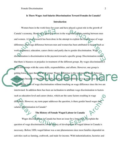 Is There Wages And Salaries Discrimination Toward Females In Canada