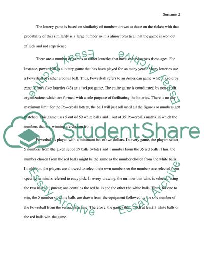 Standard Level Mathematics Internal Assessment: Lottery Mathematics