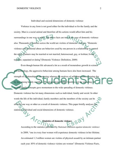 Individual and Social Dimensions of Domestic Violence