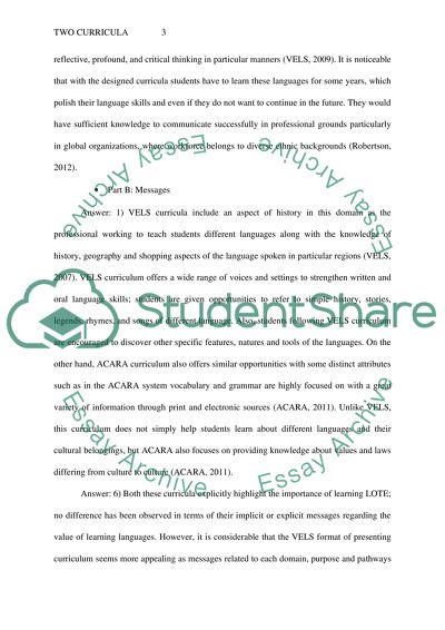 Curricula of ACARA and VELS in LOTE