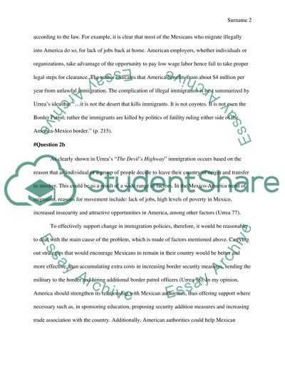 Answer questions of the book Devils highway