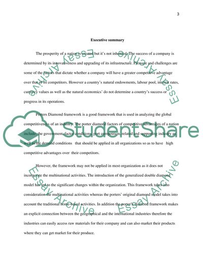The Application of Porter Diamond Framework to the Automobile Production in Germany