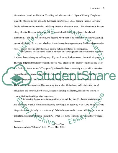 Reading response- base on the poem Ulysses