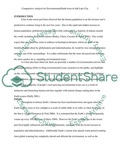Comparative Analysis for Environmental Issue in Salt Lake City