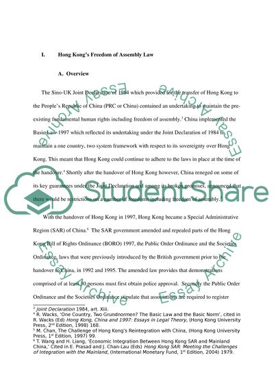 Freedom of Assembly in Hong Kong