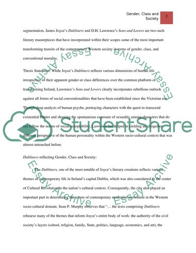 Gender, class, society in Dubliners and Sons and Lovers