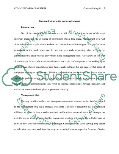 Communicating in the Work Environment