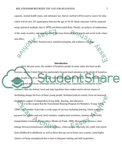 Homeless Transitional Housing Program and Job Readiness