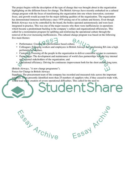 The cultural change process in British Airways