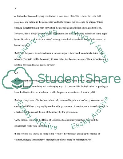 Modern British Politics/The Politics of Global Europe/ Answers for Seminar questions