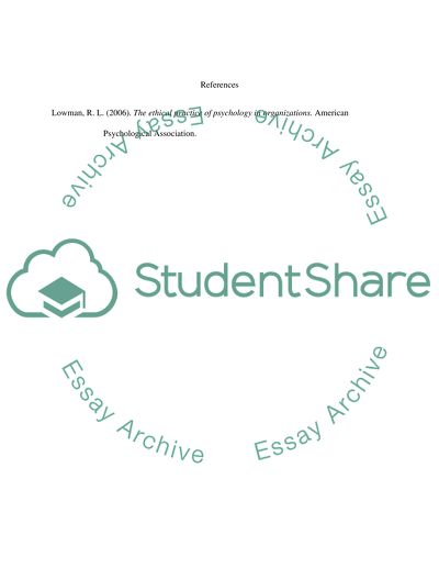 Ethical Behaviour in Psyhology