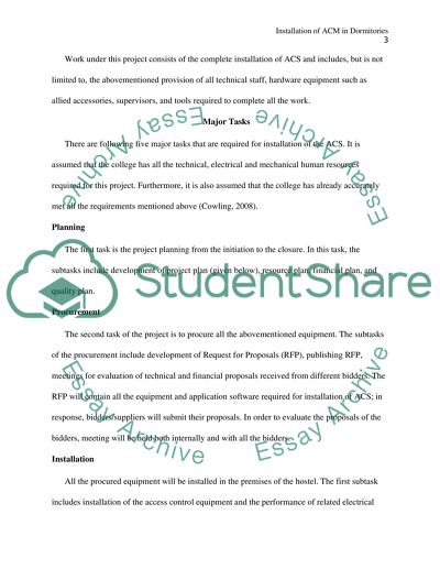 Project Plan For Access Control System In a Dormitory