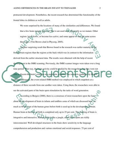 Aging differences in the brain infant to teenager