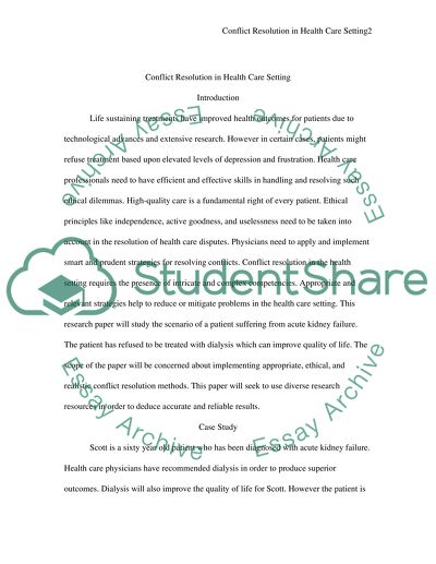 Conflict Resolution in Health Care Setting