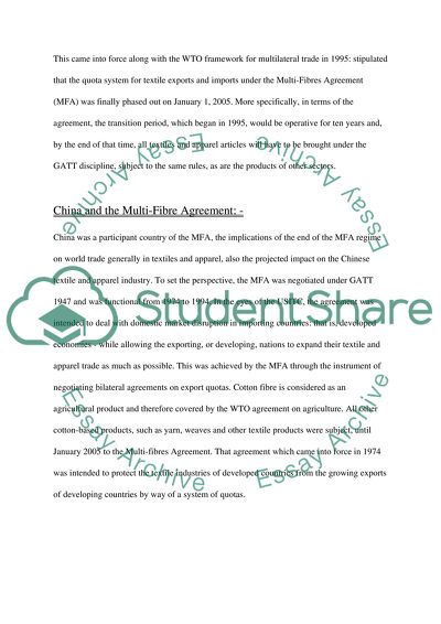 What was the Multi-Fibre Agreement China and the Multi-Fibre Agreement