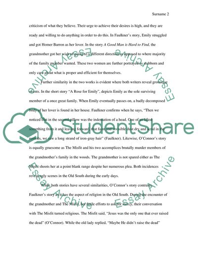 A Rose for Emily vs A Good Man is Hard to Find