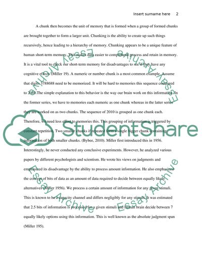Numbers chunks in short term memory