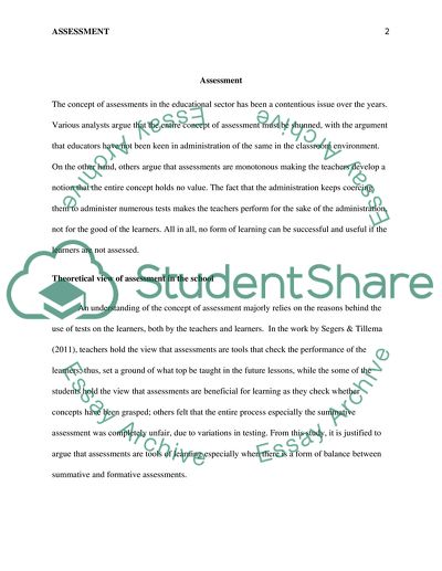 The Concept of Assessments in the Educational Sector