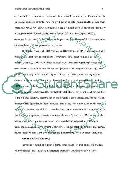 International and Comparative HRM