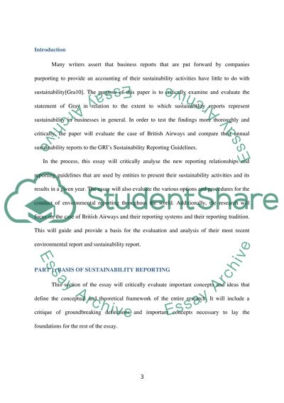 Sustainability Accounting: A Critique Of British Airways