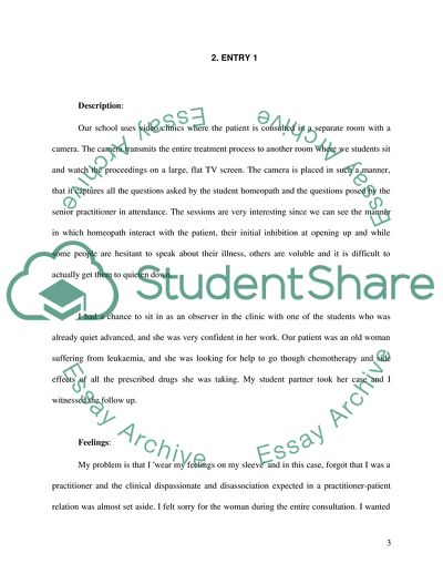 Reflective Clinical Journal: Personal Statement, Health Sciences and Medicine