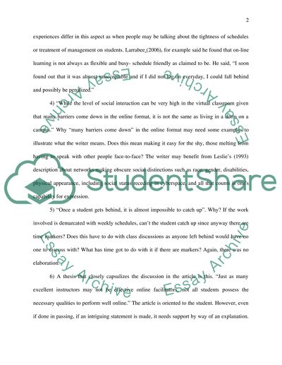 Critique on What Makes a Successful Online Student