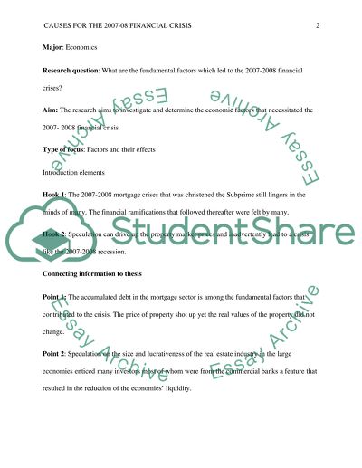 Causes for the 2007-08 Financial Crisis
