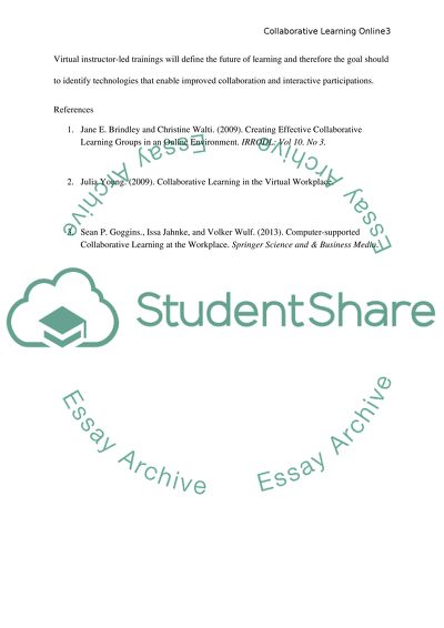 Collaborative learning in the virtual Workplace