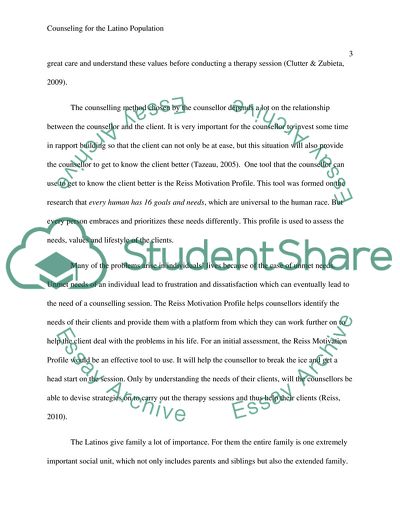 Portfolio for Counseling the Latino Population