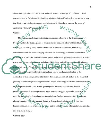 Disappearing Tropical Rainforests