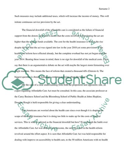 The financial downfall of the Affordable Care Act