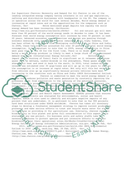 Chevron: Neccesity and demand for oil