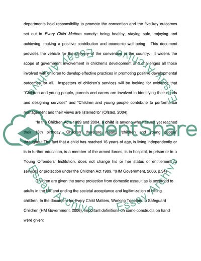 The Role of the Early Years Worker in the Protection of Children from Abuse