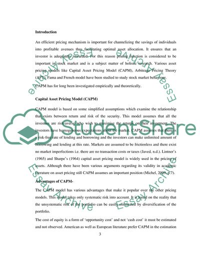 Relative Merits of the Capital Asset Pricing Model