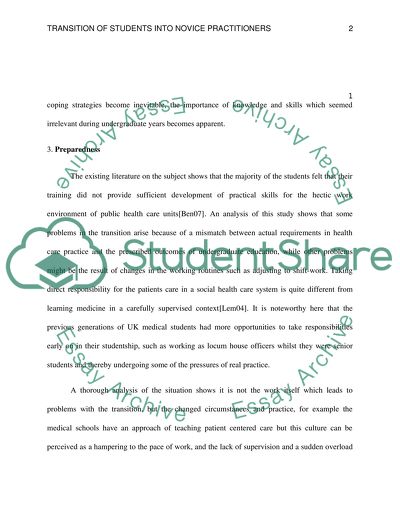 Transition of Students into Novice Practitioners