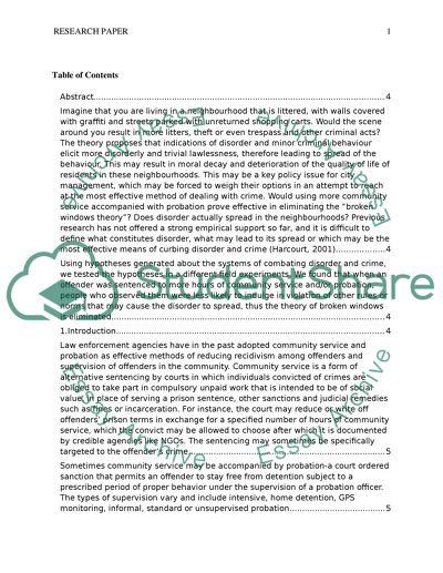 Using more community service combined with probation we can eliminate the broken windows theory