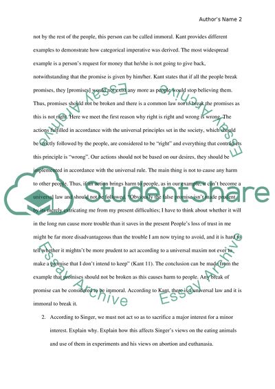 Kants Categorical Imperative and Singers Views on the Eating Animals