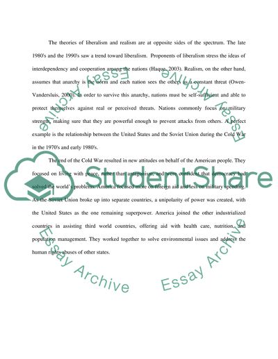 How Significant Are the Events of September 11, 2001 for Realist Assumptions