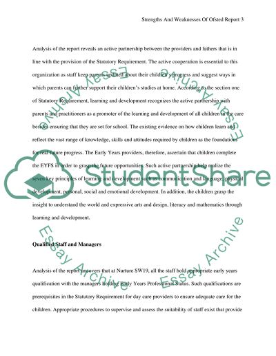 Strengths and Weaknesses of Ofsted Report