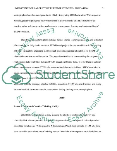 Importance of Laboratory in Integrated STEM Education