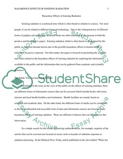 Hazardous Effects of Ionizing Radiation