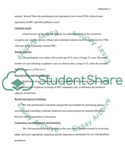 Clinical Nurse Professional in Palliative Care