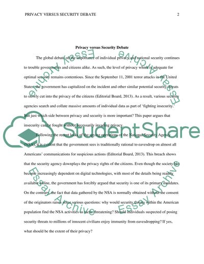 Privacy versus Security Debate